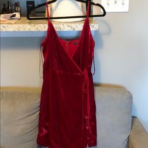 BCBG MaxAzria shinny red velvet wrap dress! NWT
